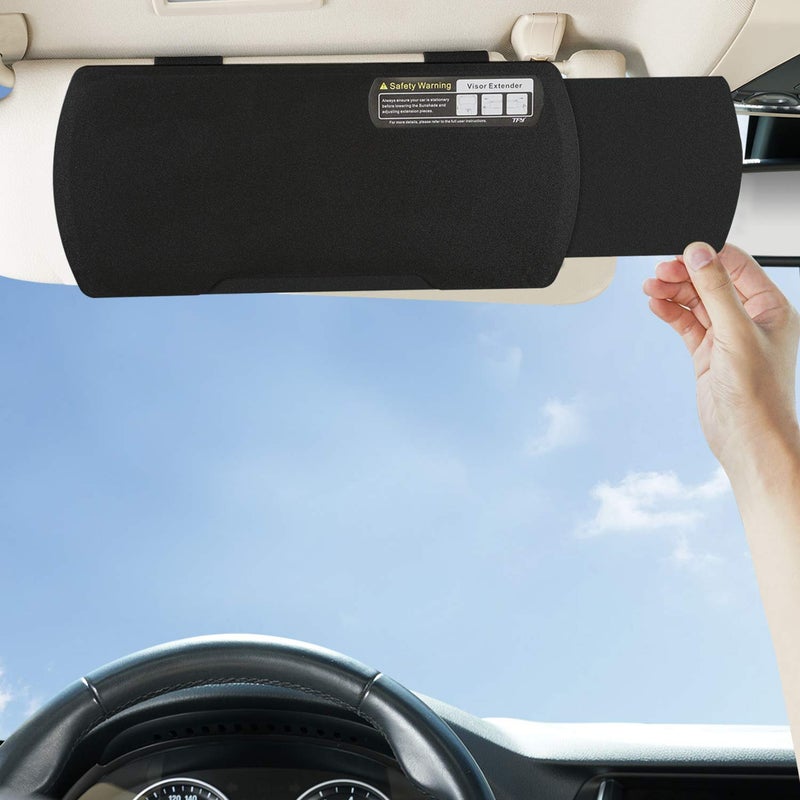 TFY Car Visor Extender TFY Anti-Glare Sun Visor Extender Windshield and Side Window Sunshade and UV Rays Blocker (1 Piece) (Black) - Image 3